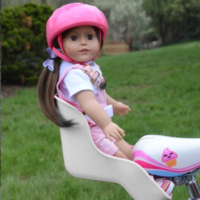 White Doll Bike Seat with Decorate Yourself Stickers for 18 inch Dolls   